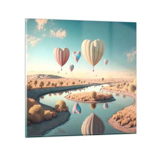Billede på glas - Kærlighed lader dig svæve - 70x70 cm