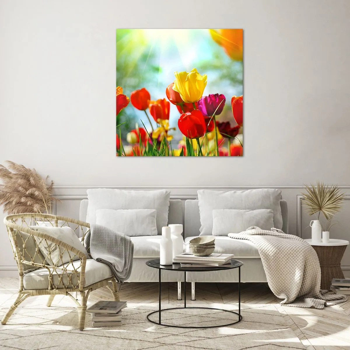 Billede på glas - Alle solens farver - 70x70 cm
