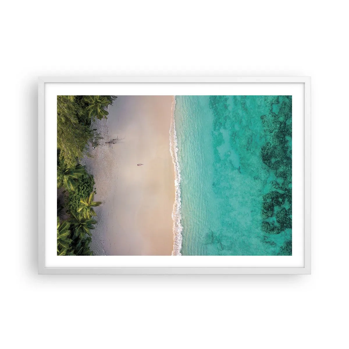 Plakat i hvid ramme - Paradis strand - 70x50 cm