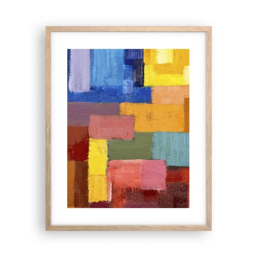 Plakat i ramme af lyst egetræ - Hver især forskellige, alle farverige - 40x50 cm