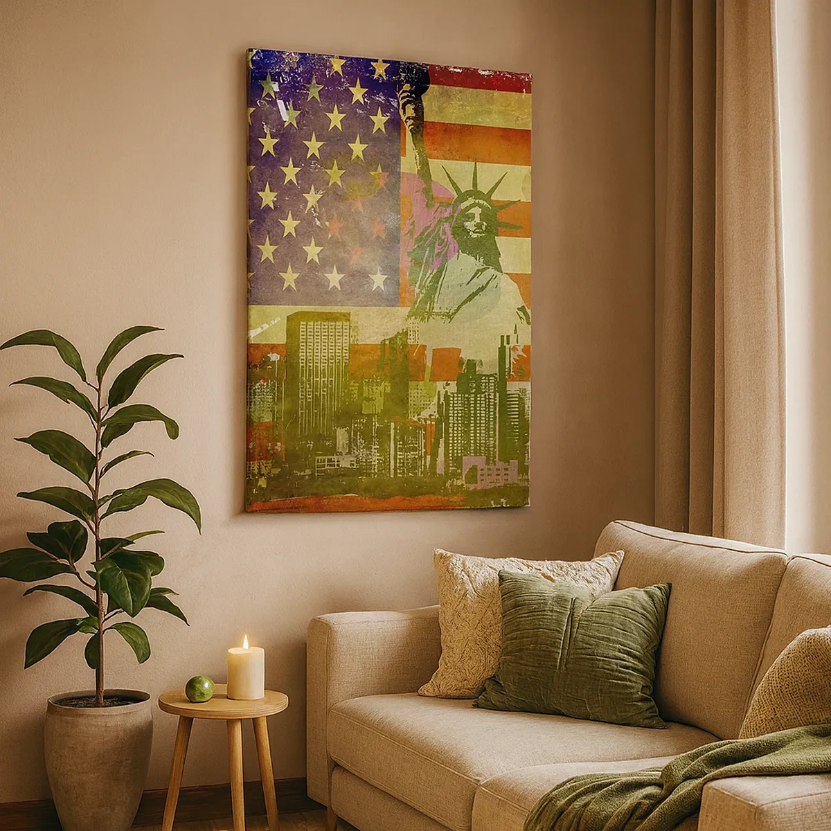 Lærredstryk - Billede på lærred - Viva America! - 50x70 cm