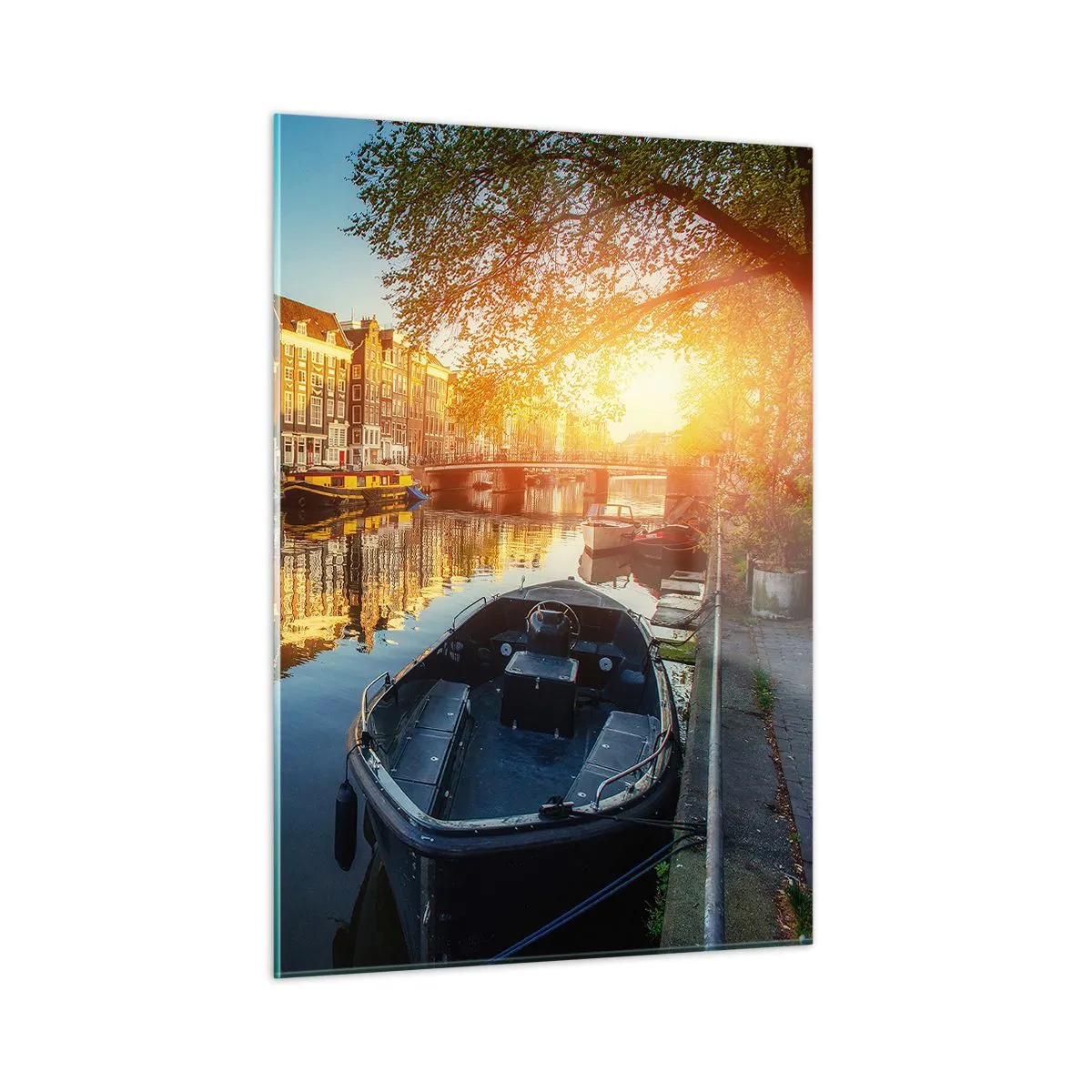Billede på glas - Morgen i Amsterdam - 50x70 cm