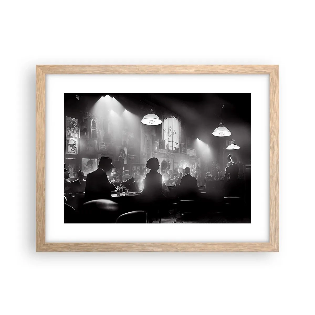 Plakat i ramme af lyst egetræ - I en jazzet stemning - 40x30 cm