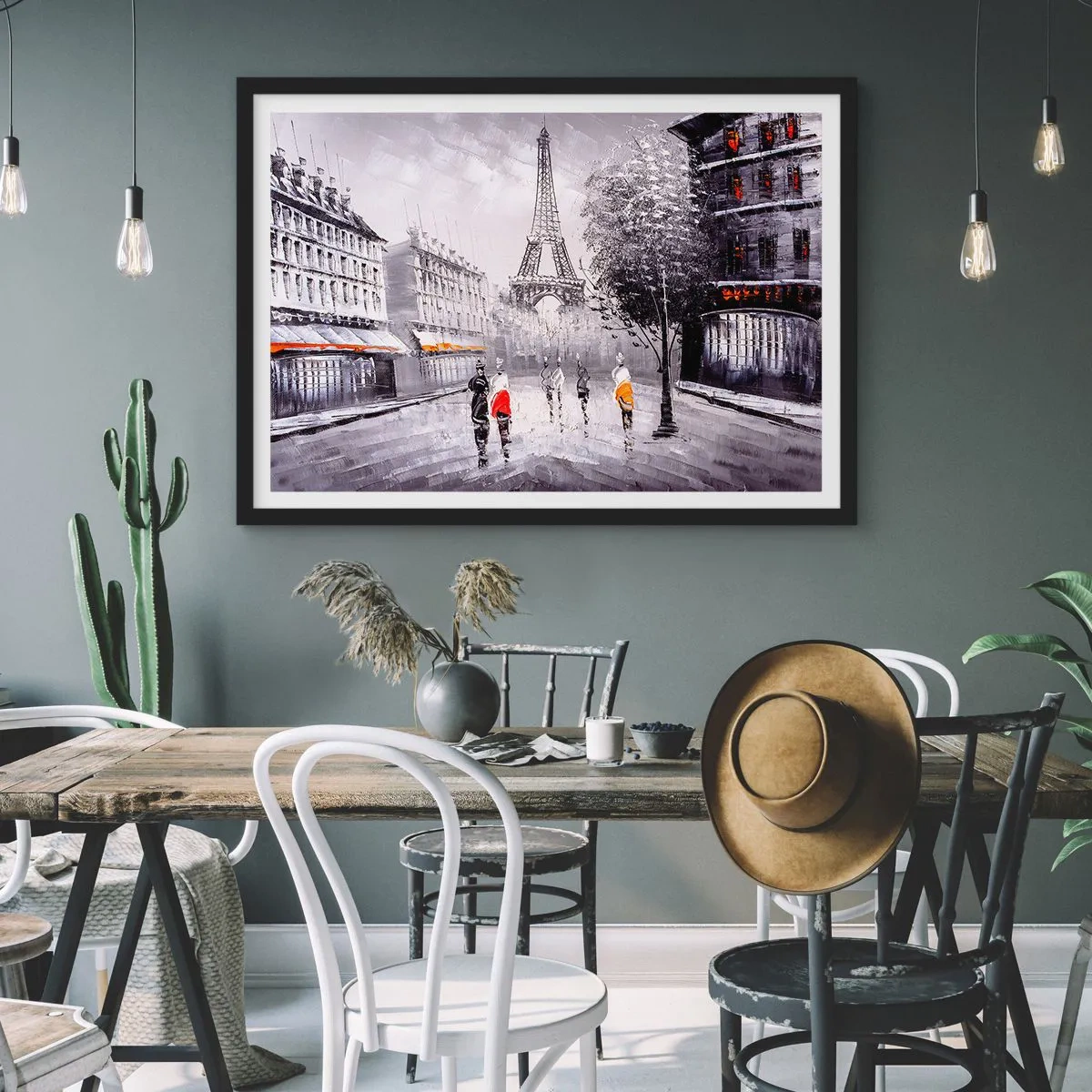 Plakat i sort ramme - En parisisk spadseretur - 70x50 cm