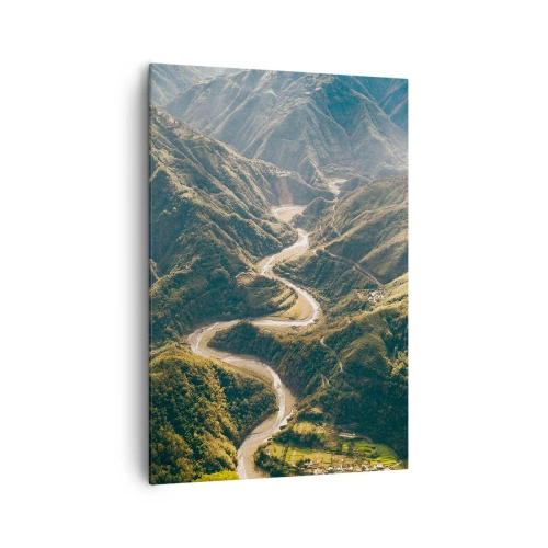 Lærredstryk - Billede på lærred - Direkte fra hjertet af bjergene - 70x100 cm