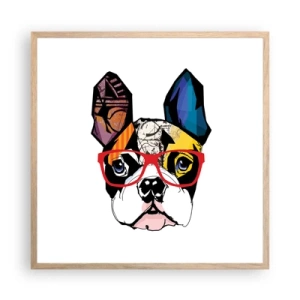 Plakat i ramme af lyst egetræ - Intellektuel - 60x60 cm