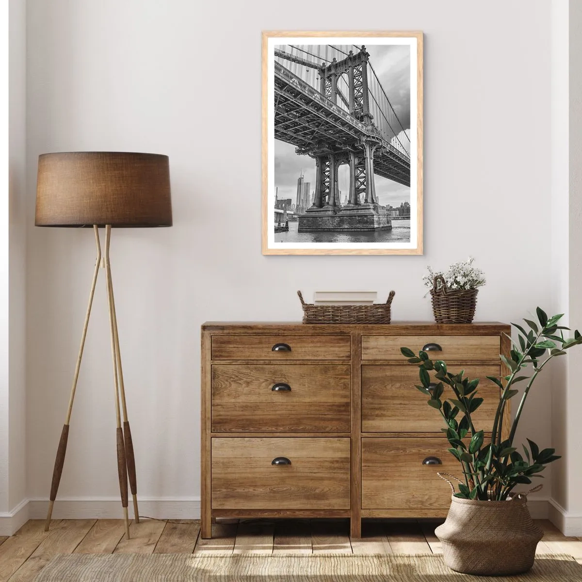 Plakat i ramme af lyst egetræ - Til byens hjerte - 70x100 cm