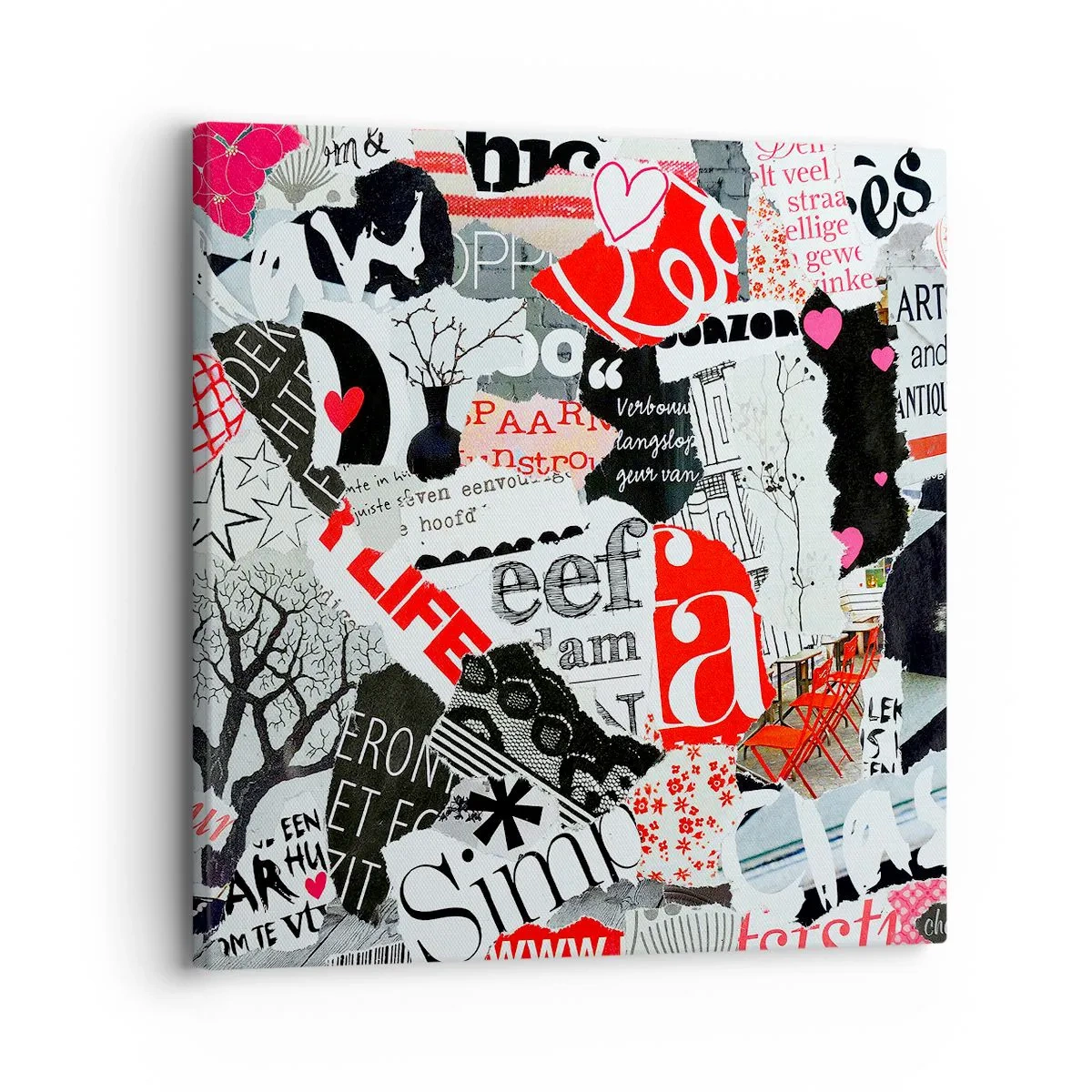 Lærredstryk - Billede på lærred - Hipster collage - 30x30 cm