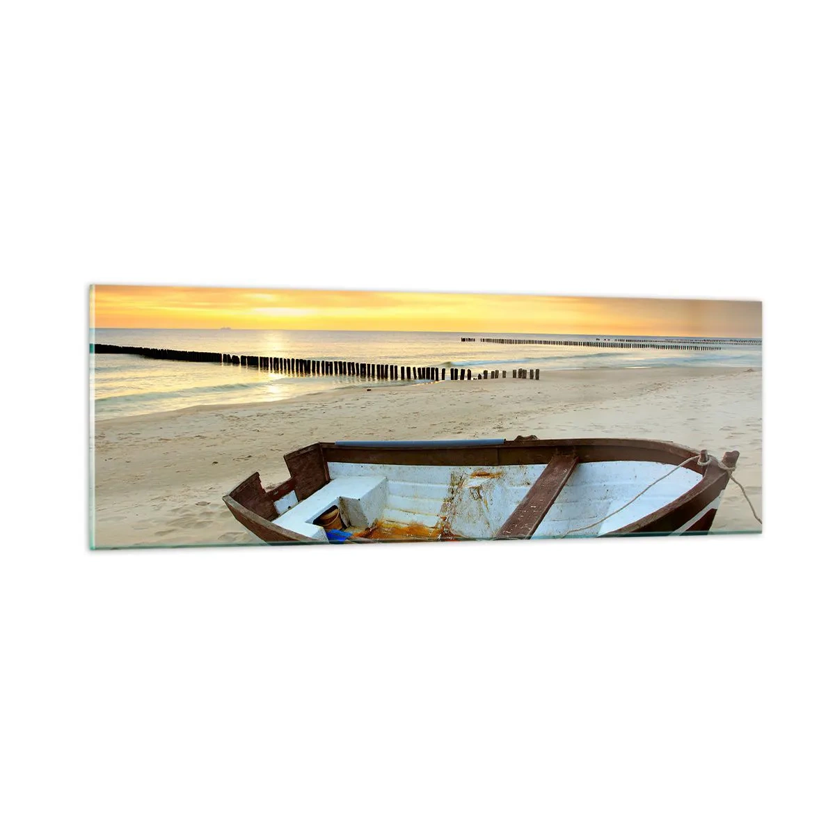 Billede på glas - Der findes ikke flere smukke strande - 90x30 cm