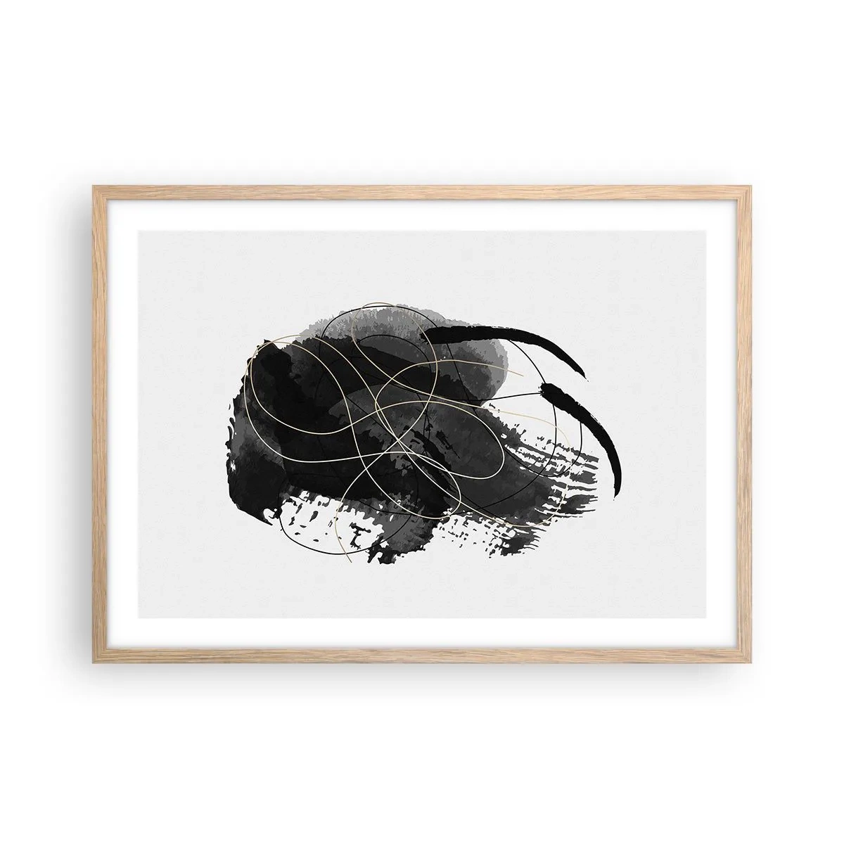 Plakat i ramme af lyst egetræ - Kom frem fra det sorte - 70x50 cm