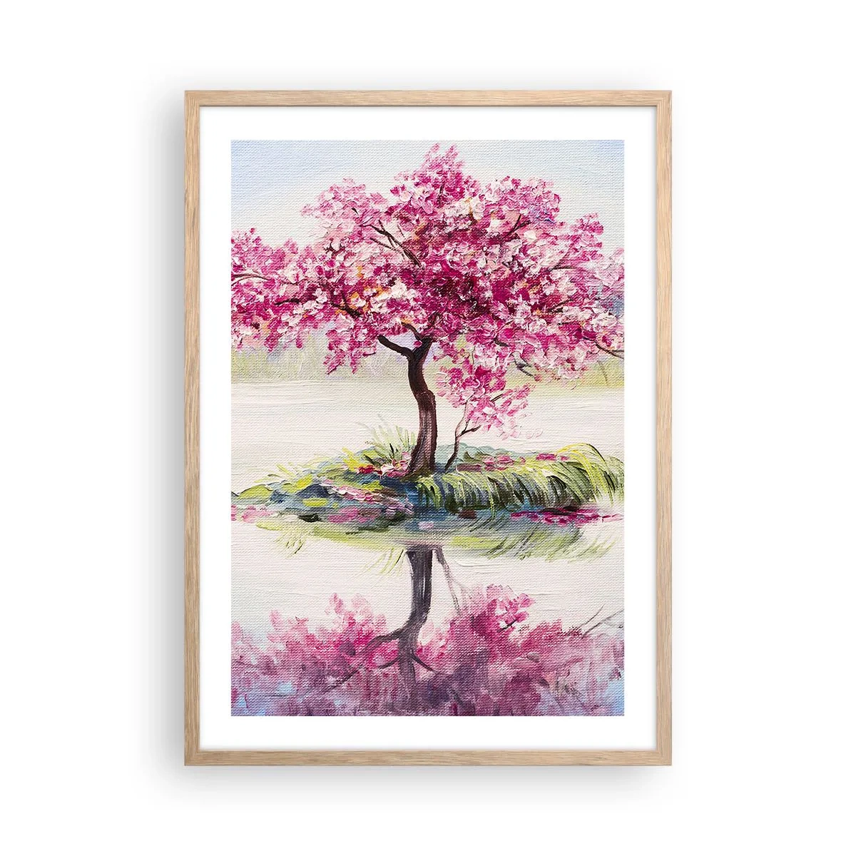 Plakat i ramme af lyst egetræ - Forårsfestival - 50x70 cm