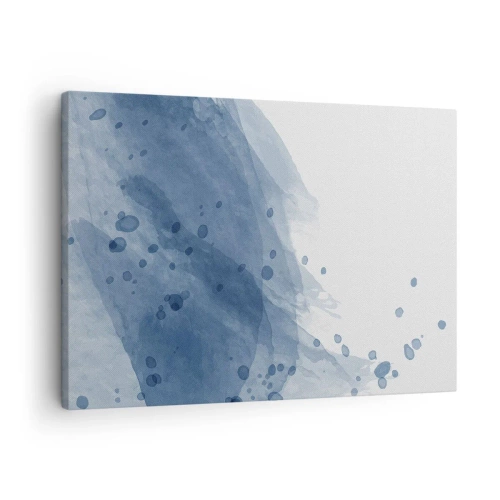 Lærredstryk - Billede på lærred - Abstrakte pletter og striber i blå nuancer - 70x50cm - Blå tyl - Moderne vægdekoration til stue og soveværelse ARTTOR