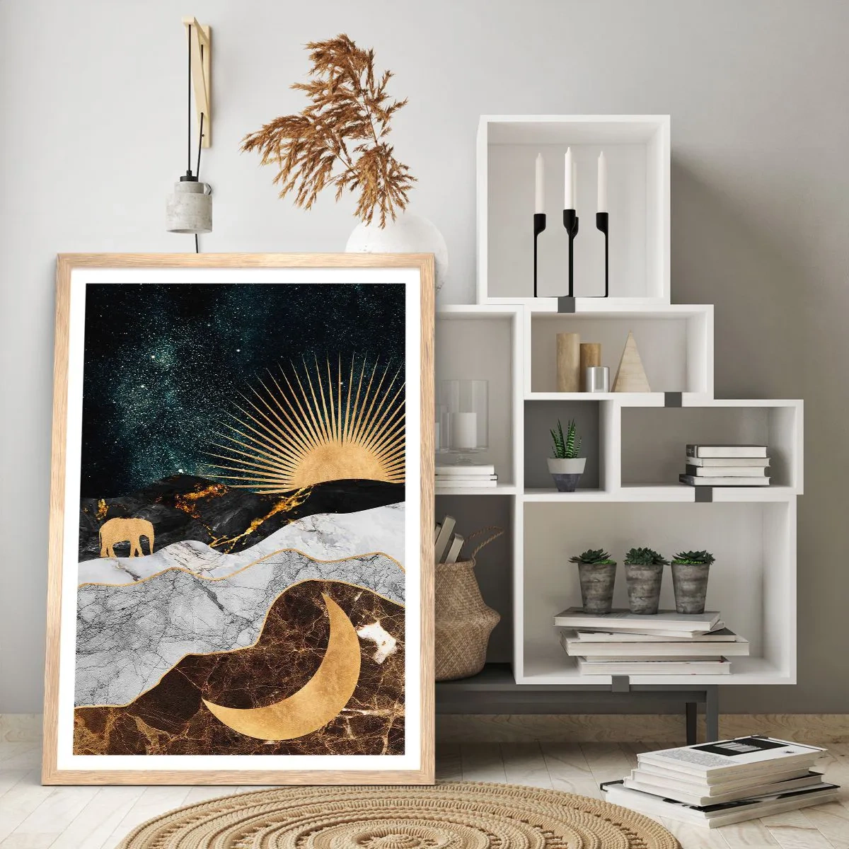 Plakat i ramme af lyst egetræ - Evige love - 50x70 cm