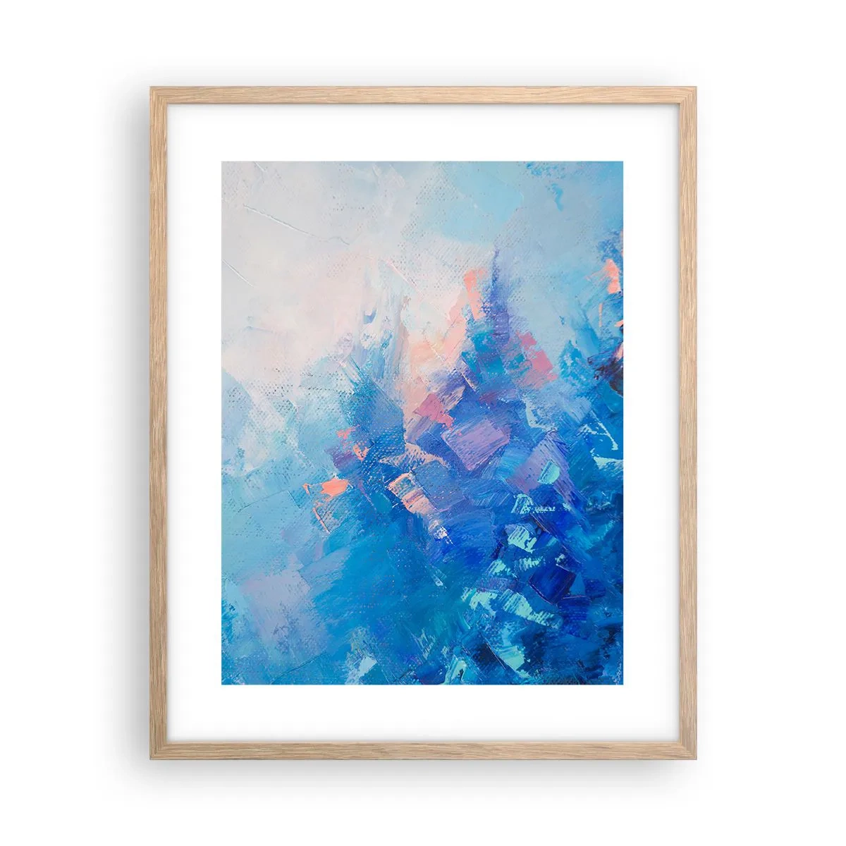 Plakat i ramme af lyst egetræ - Vinter abstraktion - 40x50 cm
