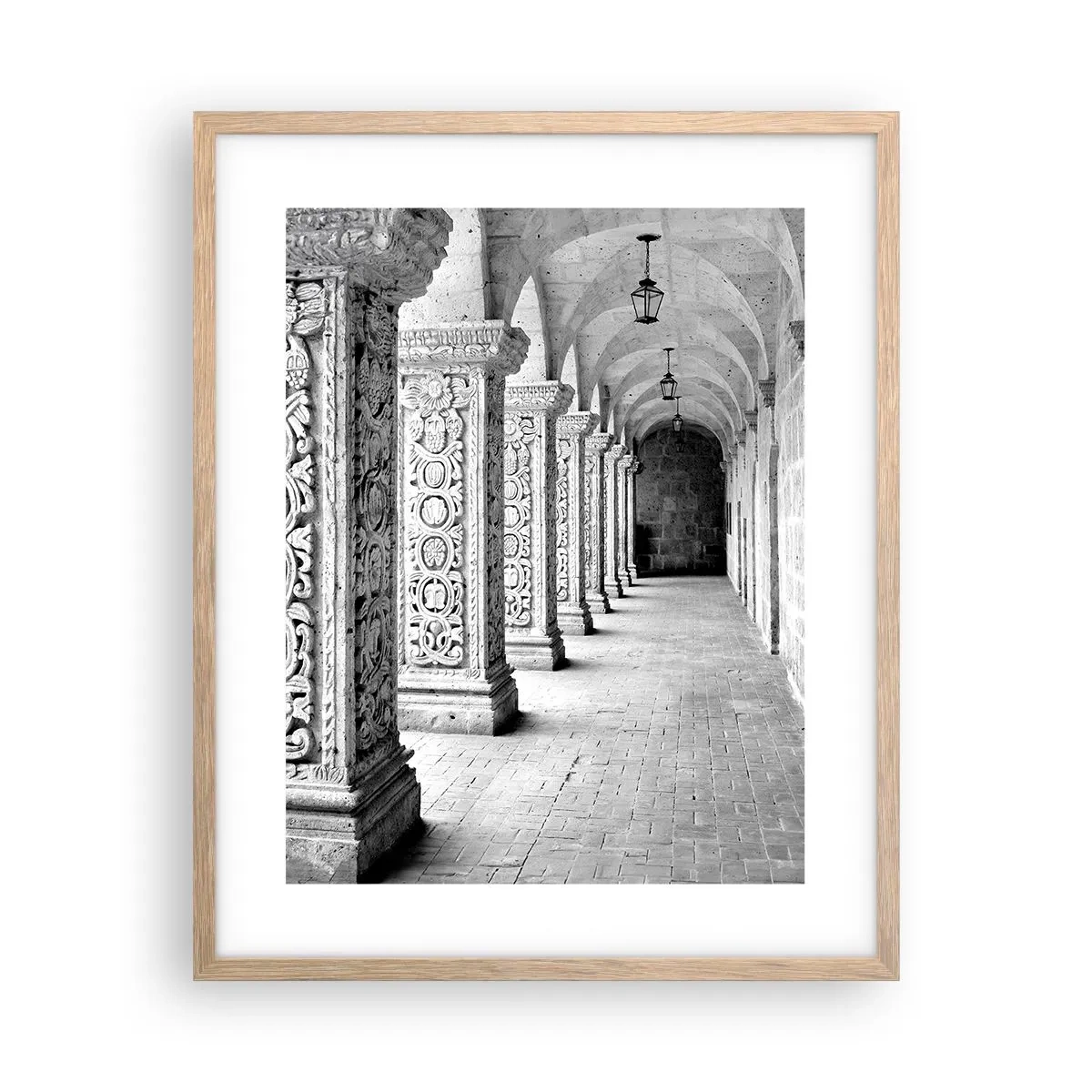 Plakat i ramme af lyst egetræ - Og hvor går det hen...? - 40x50 cm