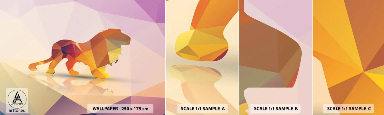 Fototapet Prøve Standard Eco - Diamantkongen - Dyr, Løve, Geometrisk figur - 100x30 cm