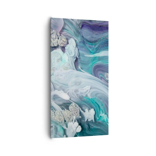 Lærredstryk - Billede på lærred - Strømme af blå - 65x120 cm