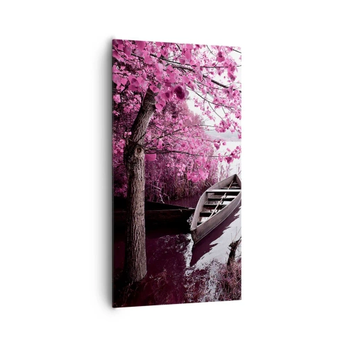 Lærredstryk - Billede på lærred - I lyserød stilhed - 65x120 cm