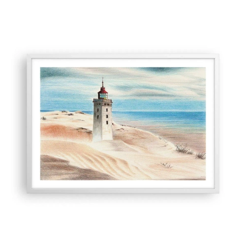 Plakat i hvid ramme - Altid med blikket rettet mod havet - 70x50 cm