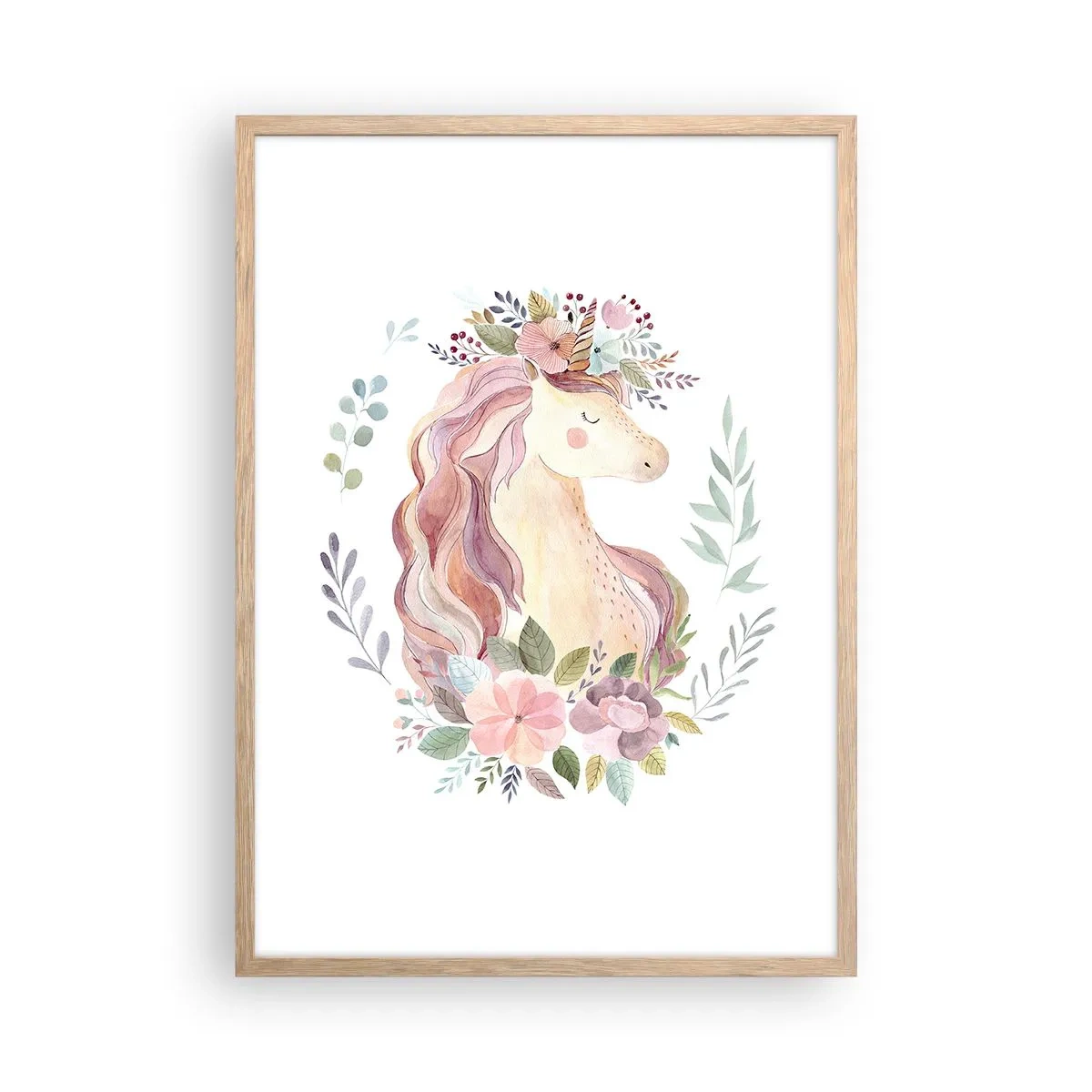 Plakat i ramme af lyst egetræ - En invitation til eventyrets verden - 50x70 cm