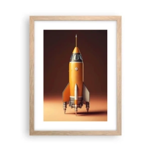 Plakat i ramme af lyst egetræ - Det begynder med en drøm - 30x40 cm