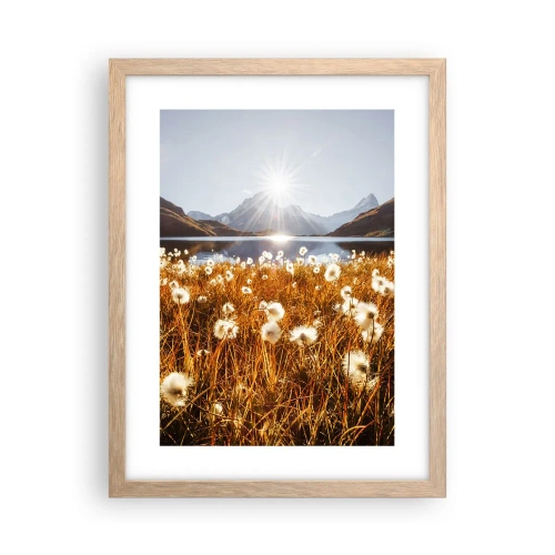 Plakat i ramme af lyst egetræ - Hårdhed af sten, blødhed af græs - 30x40 cm