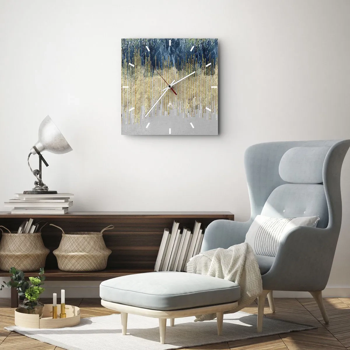 Vægur, Uret - Forgyldt grænse - 40x40 cm