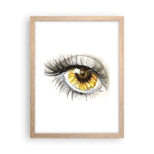 Plakat i ramme af lyst egetræ - Et look lige så varmt som sommeren - 30x40 cm
