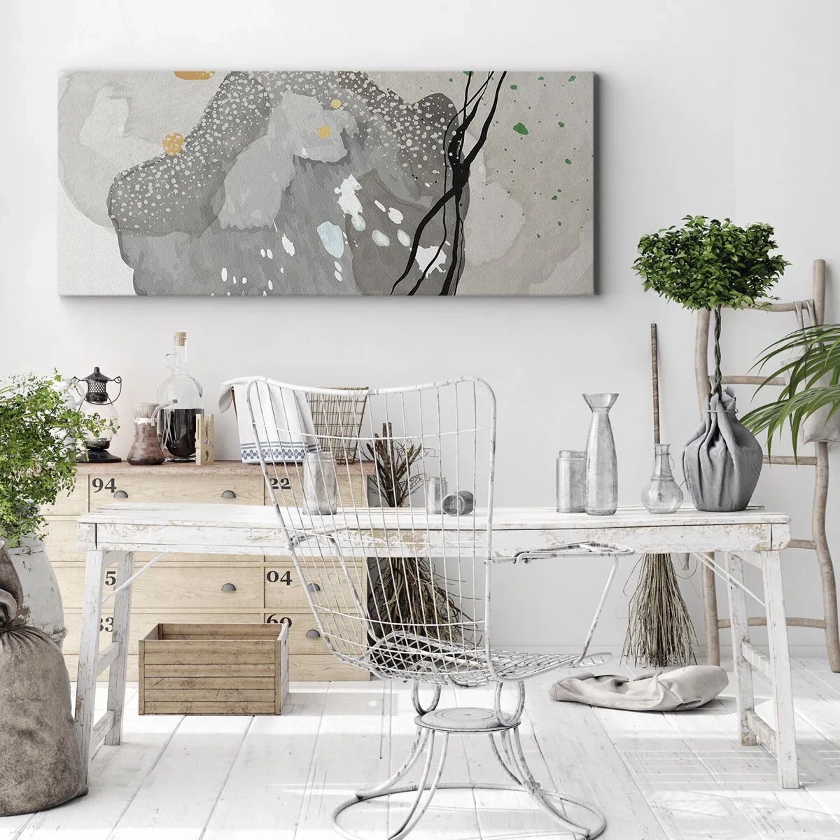 Lærredstryk - Billede på lærred - Organisk komposition - 120x50 cm