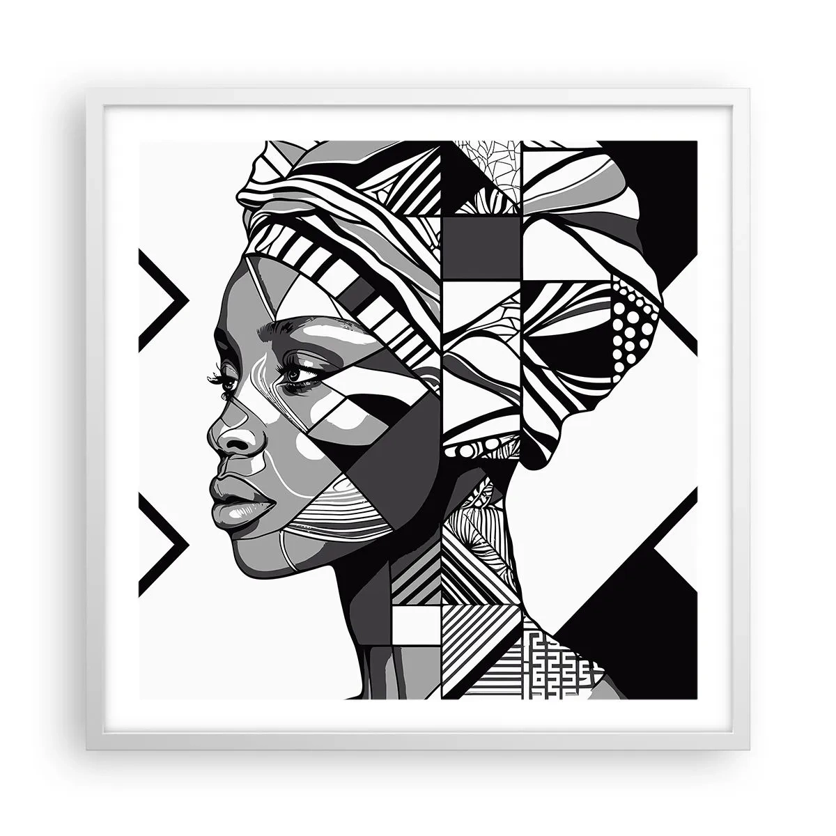 Plakat i hvid ramme - Etnisk portræt - 60x60 cm