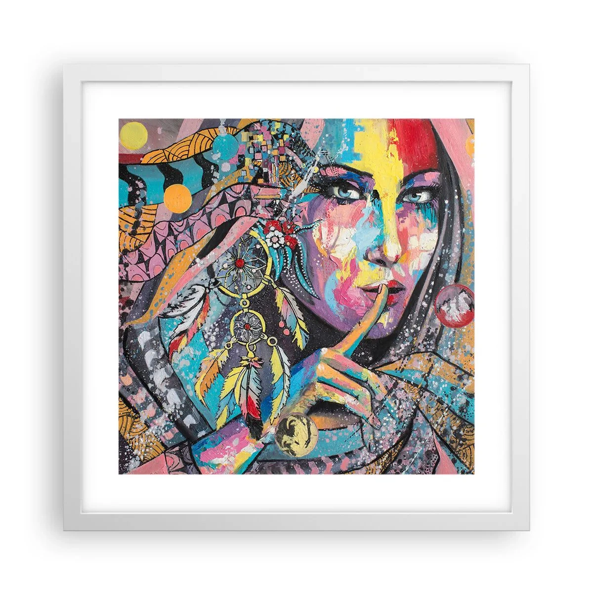 Plakat i hvid ramme - Vær tavs, indtil du forstår - 40x40 cm