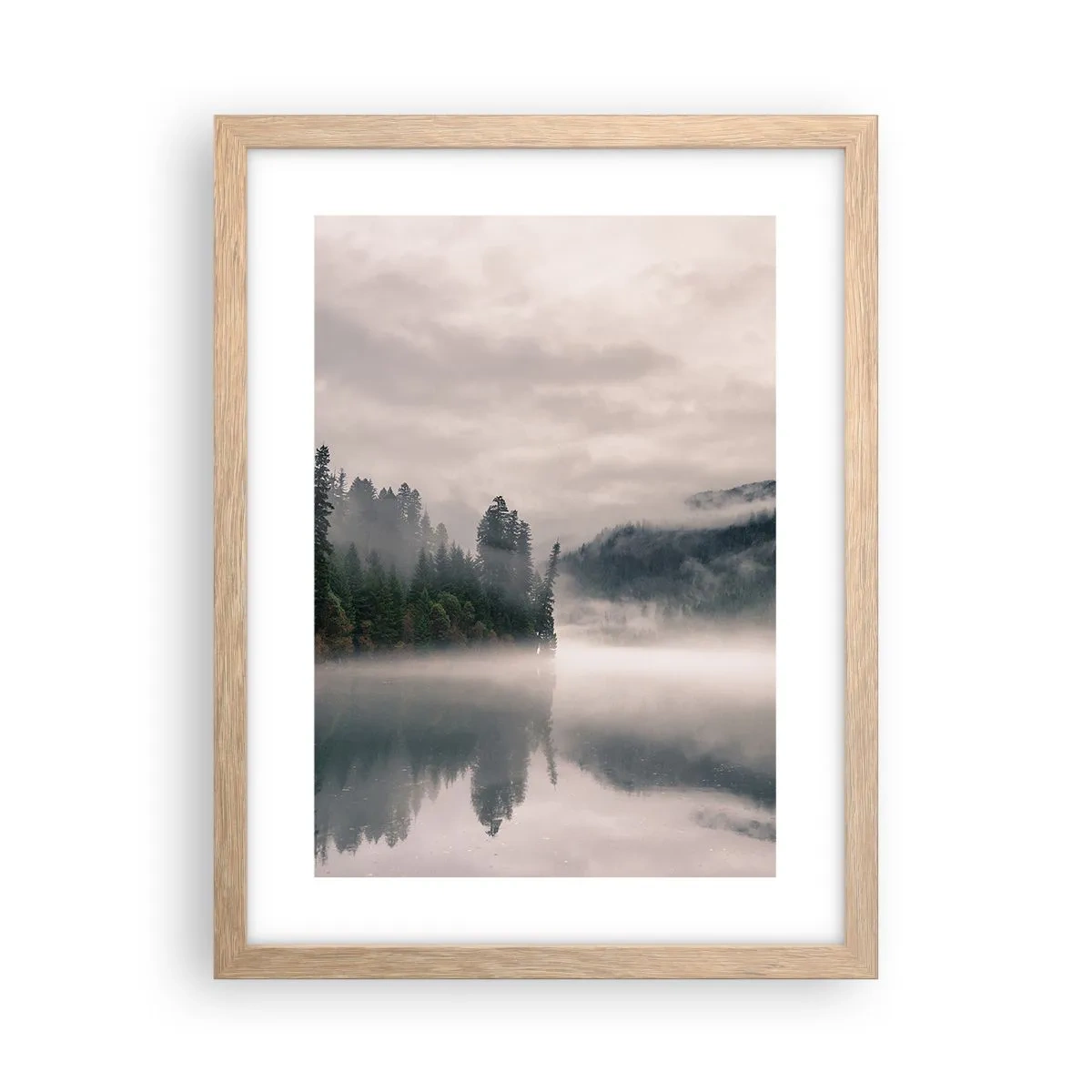 Plakat i ramme af lyst egetræ - I drømmen, i tågen - 30x40 cm
