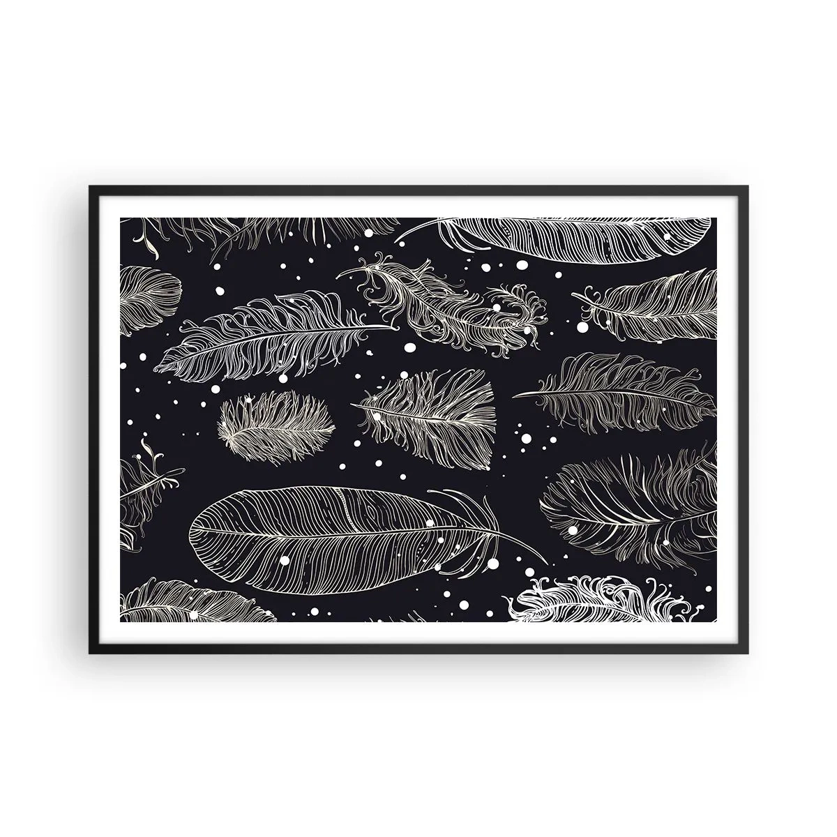 Plakat i sort ramme - Fjerede blonder - 100x70 cm
