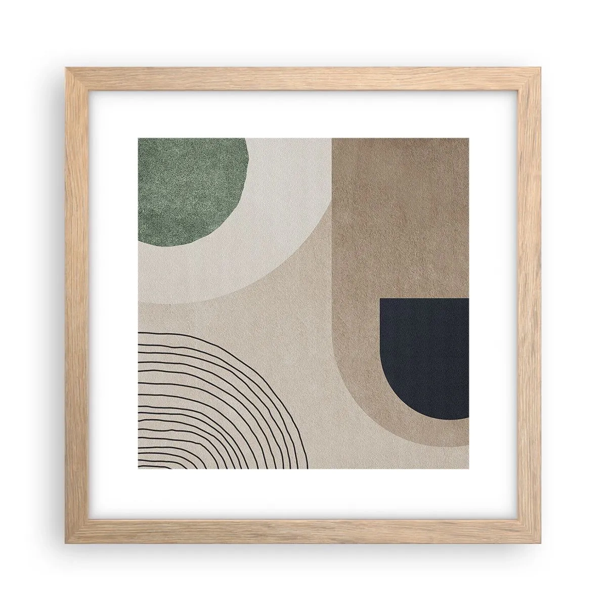 Plakat i ramme af lyst egetræ - Blidheden i en oval - 30x30 cm