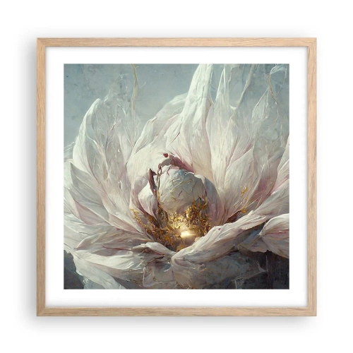 Plakat i ramme af lyst egetræ - Blomstrer en gang om hundrede år - 50x50 cm