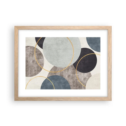 Plakat i ramme af lyst egetræ - Hjul efter hjul - 40x30 cm