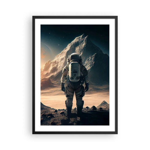 Plakat i sort ramme - Astronaut på en fremmed planet i stjernelyset - 50x70cm - En ny udfordring - Moderne vægdekoration til stue og soveværelse ARTTOR