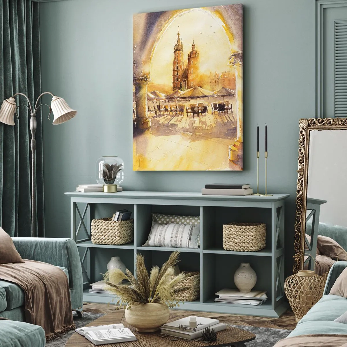 Lærredstryk - Billede på lærred - Øst over markedet i Kraków - 50x70 cm