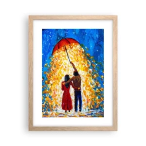 Plakat i ramme af lyst egetræ - Magien ved en regnfuld aften? - 30x40 cm