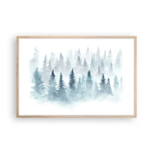 Plakat i ramme af lyst egetræ - Indhyllet i tåge - 91x61 cm