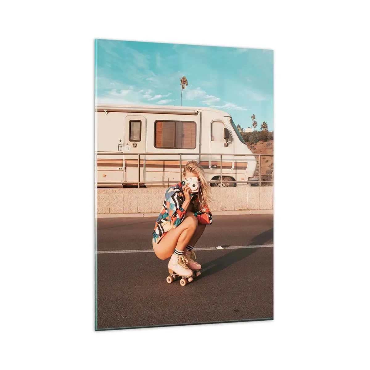 Billede på glas - Smil, tak! - 80x120 cm