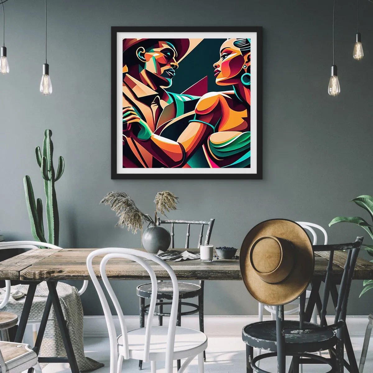 Plakat i sort ramme - I hjertets rytme - 40x40 cm