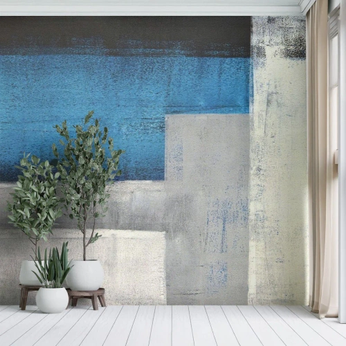 Fototapet Standard Eco - Poetisk komposition af grå og blå - Abstraktion, Stykke, Maleri - 350x256 cm