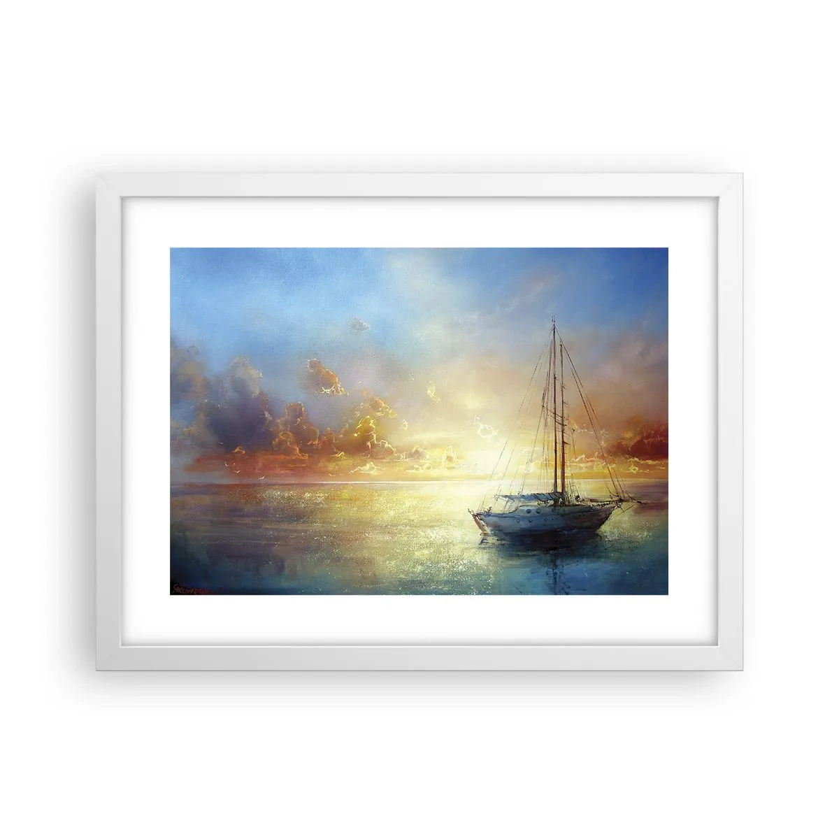 Plakat i hvid ramme - I en gylden bugt - 40x30 cm