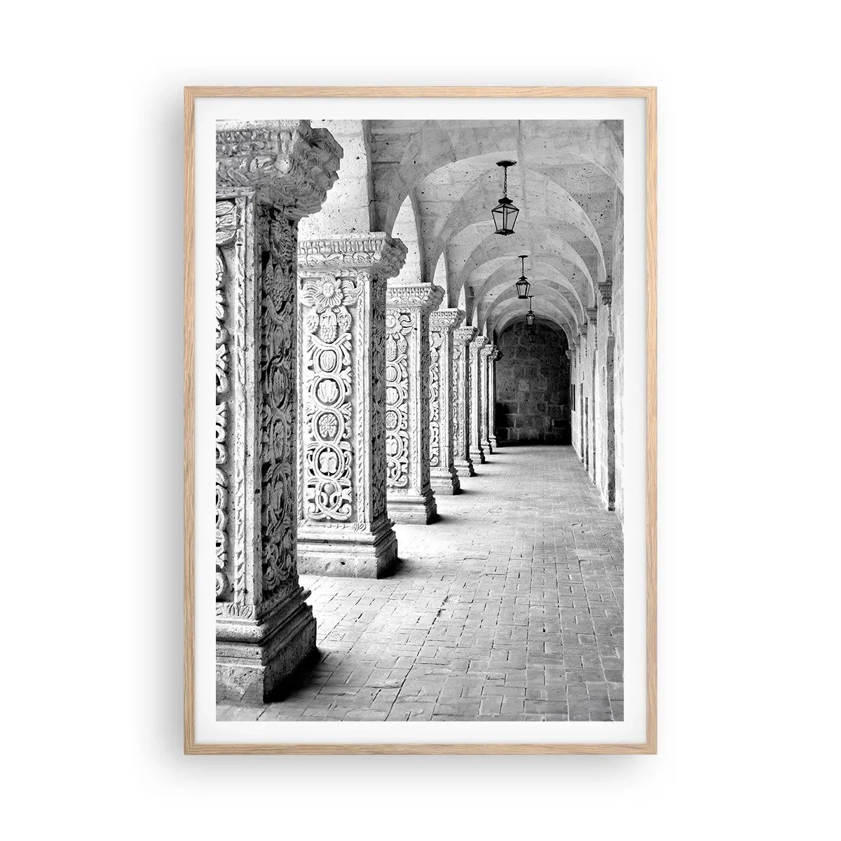 Plakat i ramme af lyst egetræ - Og hvor går det hen...? - 70x100 cm