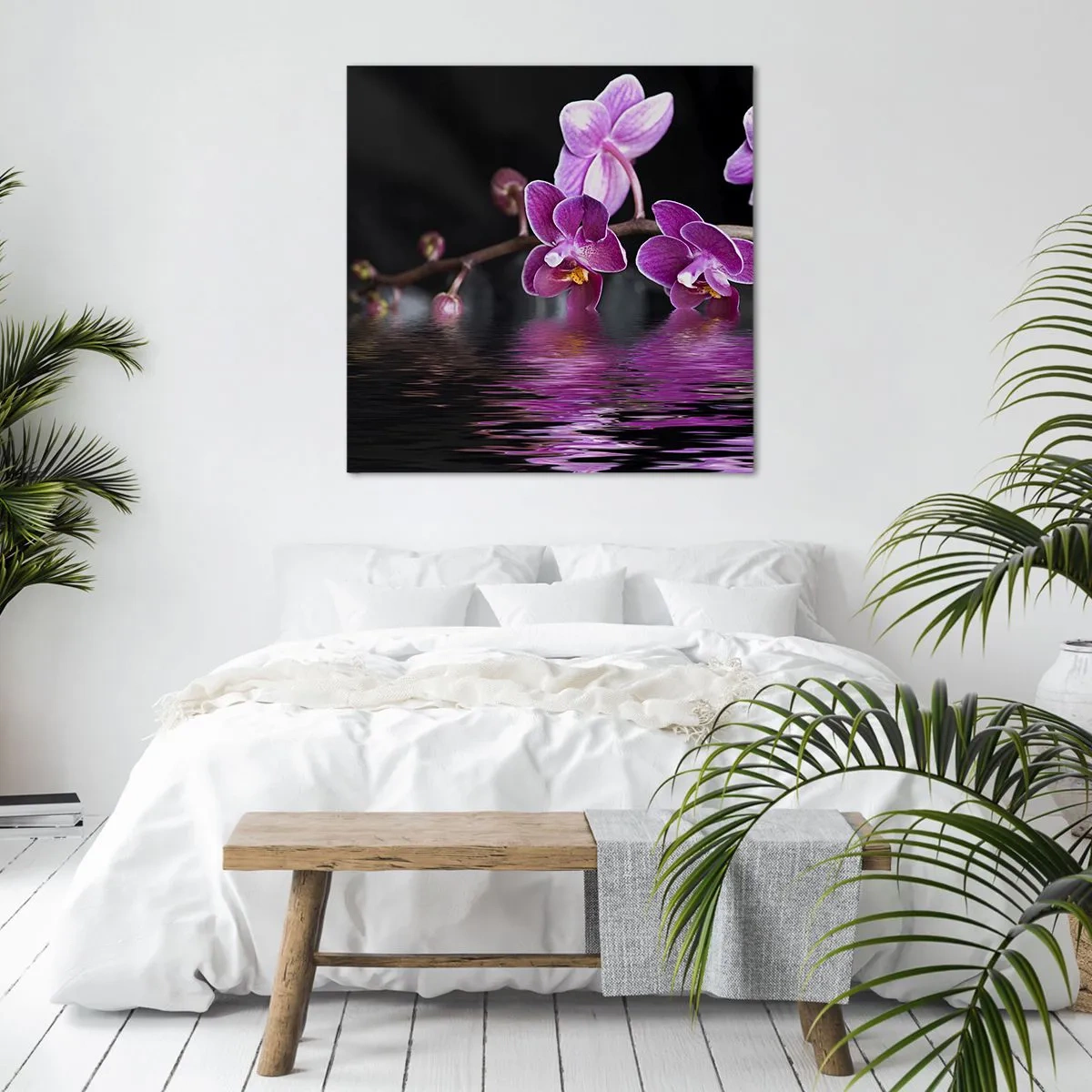 Lærredstryk - Billede på lærred - En lilla afspejling af skønhed - 50x50 cm