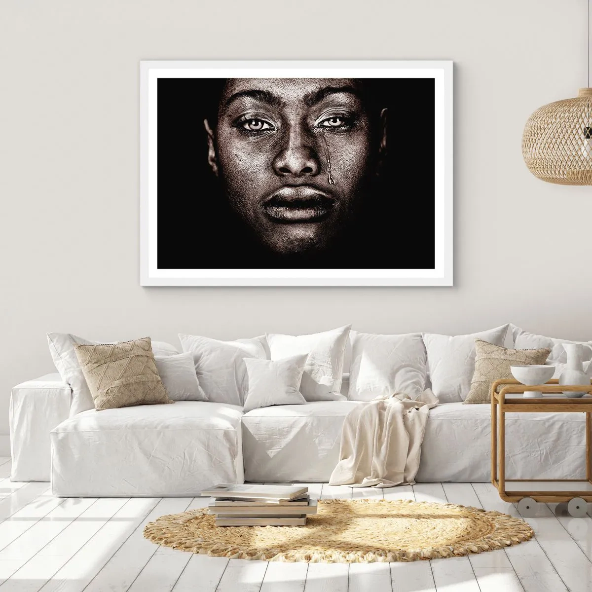 Plakat i hvid ramme - Én tåre - 91x61 cm