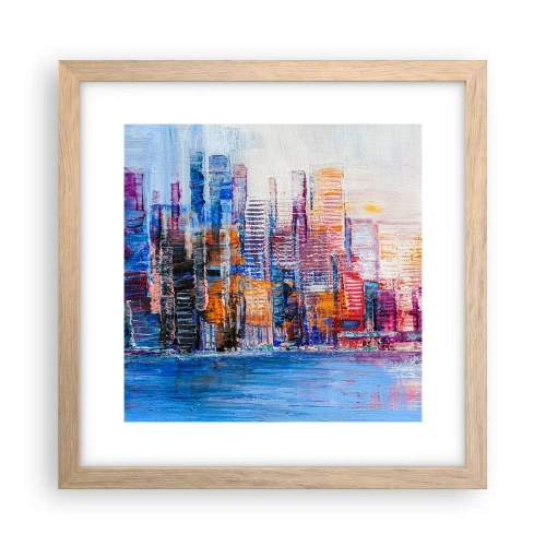 Plakat i ramme af lyst egetræ - En glad metropol - 30x30 cm