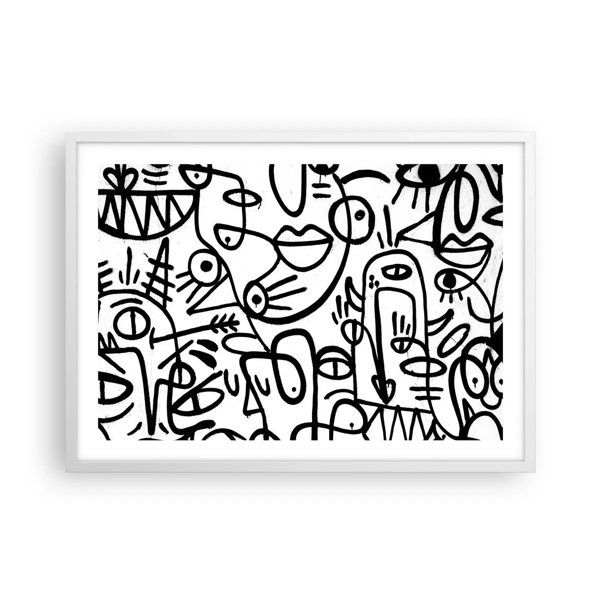 Plakat i hvid ramme - Ansigter og luftspejlinger - 70x50 cm