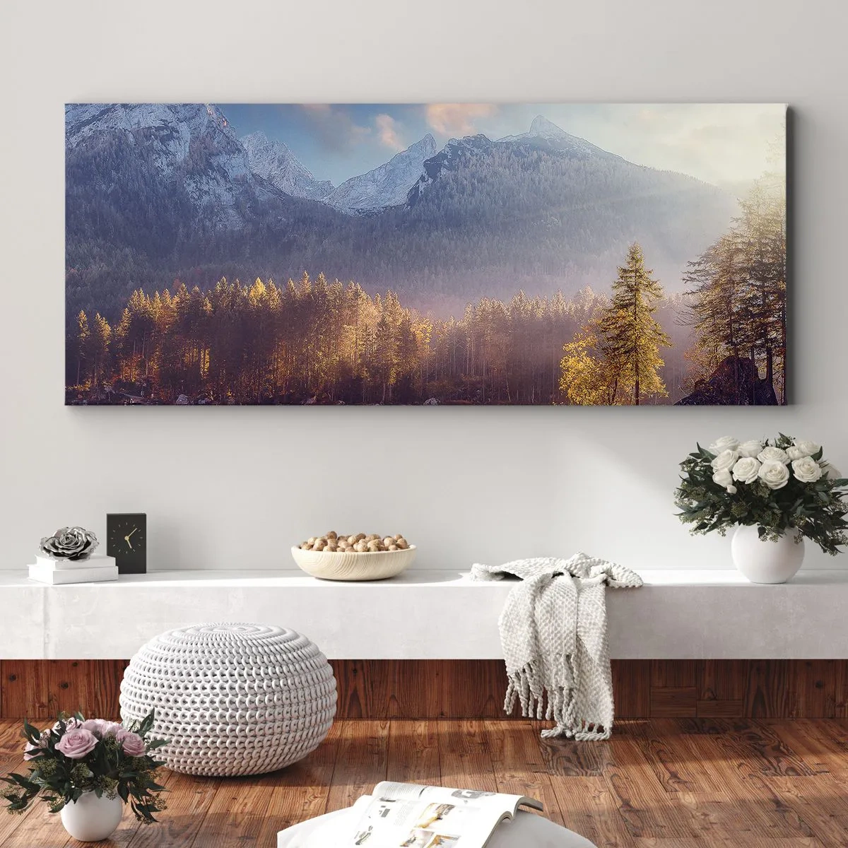 Lærredstryk - Billede på lærred - I bjerge og dale - 140x50 cm